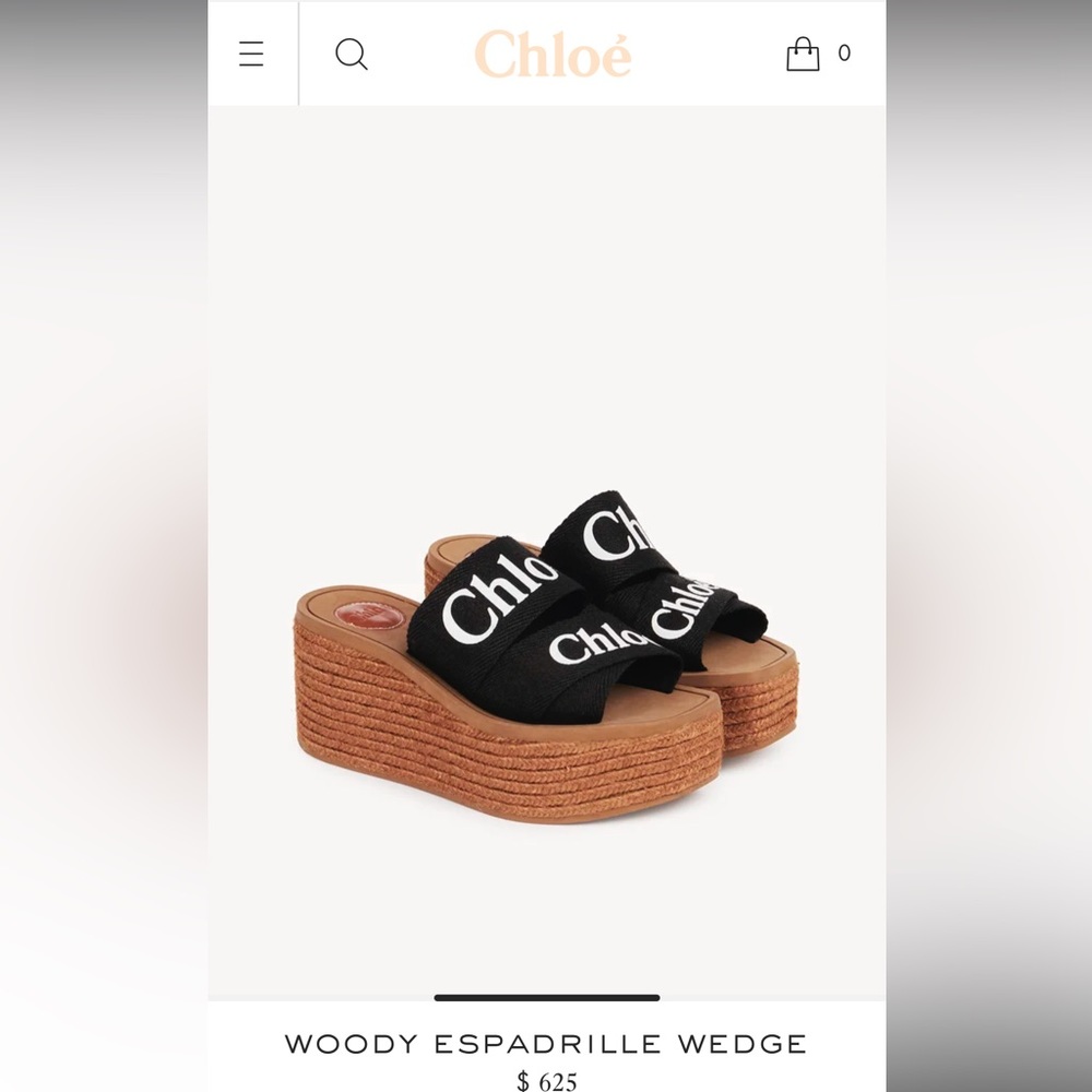 Chloé, Woody Wedge Espadrilles, Black, Size 40, Shoe